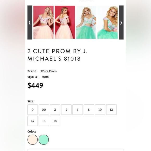 NWT 2 CUTE J Michaels Blush Peach Tulle Two Piece Formal Prom Wedding Dress 16 - Picture 4 of 16